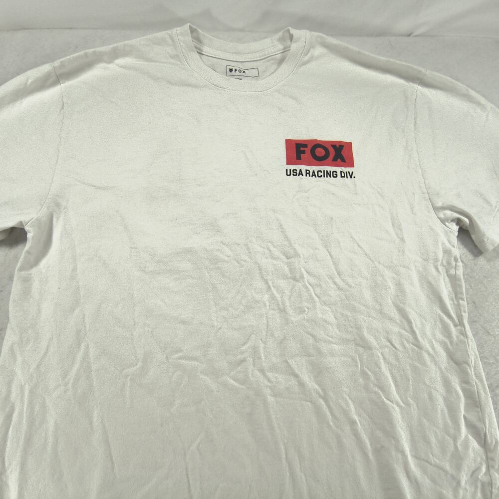 Fox Casual Crew Neck Graphic Short Sleeve Shirt Mens Size Extra Large XL White
